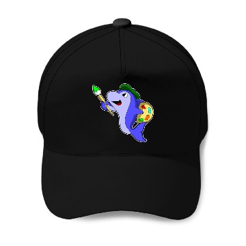 Discover Dolphin Painter Paint brush Baseball Caps