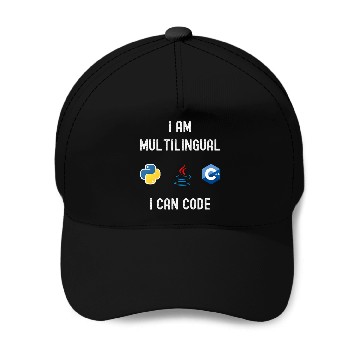Discover Funny Nerdy I am Multilingual I Code Computer Programmer Zip Baseball Caps