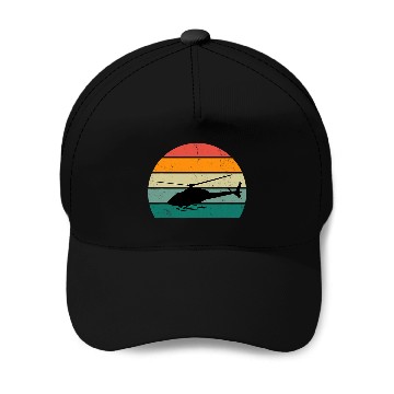Discover Helicopter Pilot Retro Sunset Design Zip Baseball Caps