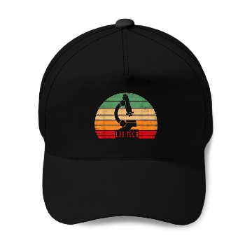 Discover Lab Tech Retro Sunset Scientist Microscope Microscopy Baseball Caps