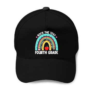 Discover Rock The Test Day 4th Grade Teacher Fourth Grade Testing Day Baseball Tees Baseball Caps