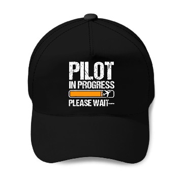 Discover Pilot In Progress Please Wait Funny Pilot School Student 3 Baseball Tees Baseball Caps