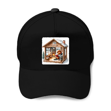 Discover Beaver Reading Engineering Book In Rustic Cabin Fireplace Zip Baseball Caps