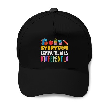 Discover Everyone Communicates Differently SPED Teacher Distressed Baseball Tees Baseball Caps