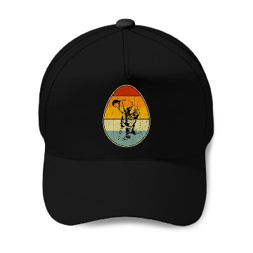 Discover Retro Easter Egg Graphic Cool Easter Day Construction Worker Baseball Caps