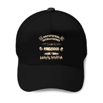 Discover Funny AI Artificial Intelligence Tech geek sarcastic tan Baseball Caps