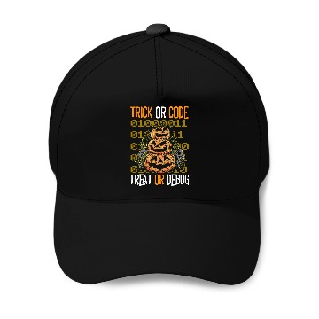 Discover Trick or Code Treat or Debug Programmer Halloween Zip Baseball Caps