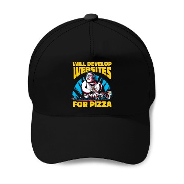 Discover Web Developer Pizza Computer Coder Programmer Web Dev Baseball Caps