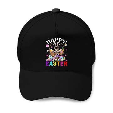 Discover pekingese dog happy easter bunny eggs easter Baseball Caps