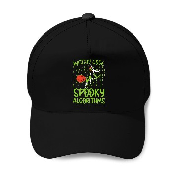 Discover Witchy Code Spooky Algorithms Programmer Halloween Baseball Caps