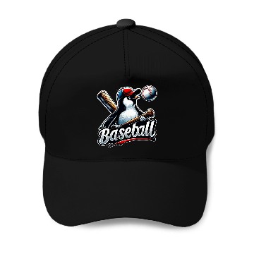 Discover Funny Lets Go Penguin Playing Baseball 2 Baseball Caps