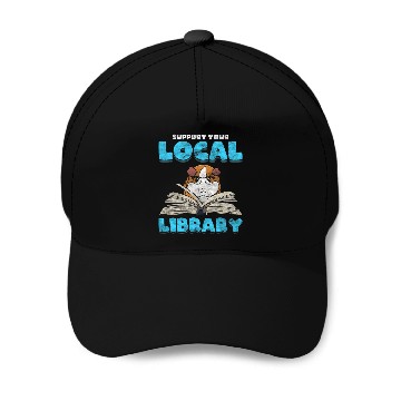 Discover Support Your Local Library Guinea Pig Book Reader Baseball Caps