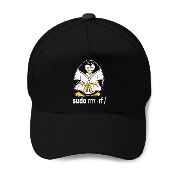 Discover sudo rm rf linux penguin in a karate tuxedo for programmer Baseball Tees Baseball Caps