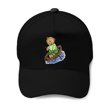 Discover Teddy Bear Rows His Boat Baseball Caps