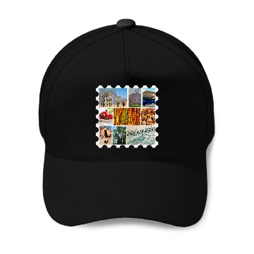 Discover Afghanistan Stamp Collage Baseball Tees Baseball Caps