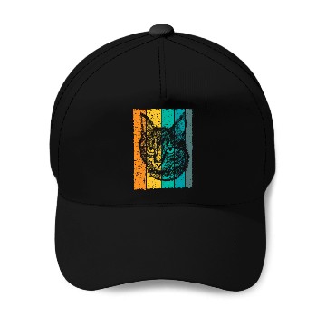 Discover Cat face drawing retro Baseball Tees Baseball Caps