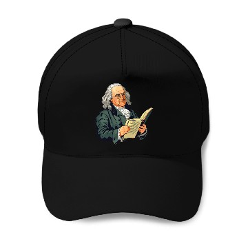 Discover Benjamin Franklin Reading A Book Baseball Caps