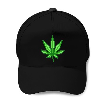 Discover 8-Bit Weed Leaf Baseball Caps