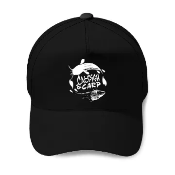 Discover Catfish & Carp B&W Logo Baseball Caps
