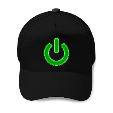 Discover Computer Power Button Lime Green Simulated Glow Baseball Caps