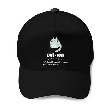 Discover Cation Cat Science Pun Chemistry Nerd Geek Baseball Caps