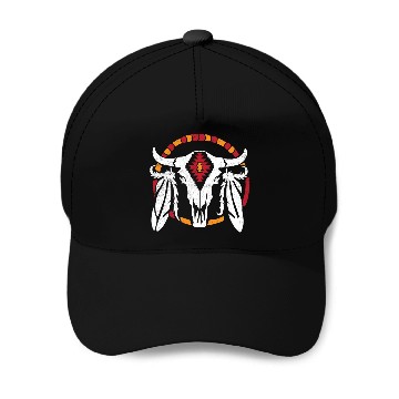 Discover Aztec Pattern Cow Skull Cowboy Indian Mexican Baseball Caps