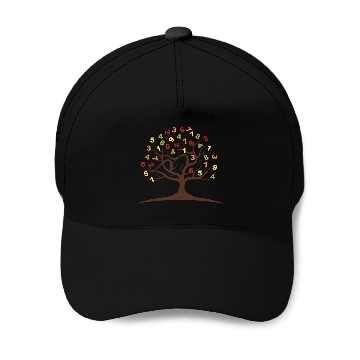 Discover Tree Number Mathematics School Nerd Gift Baseball Caps