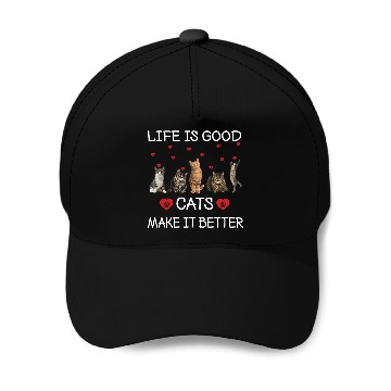 Discover Cats Makes It Better Funny Cat Lovers Baseball Caps
