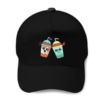 Discover cartoon milk tea Baseball Caps