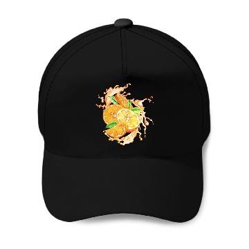 Discover Orange fruit slice splash Baseball Caps