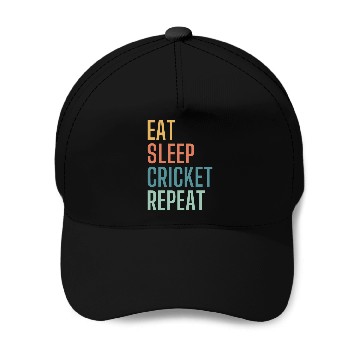 Discover Eat Sleep Cricket Repeat Baseball Caps
