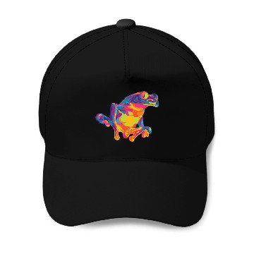Discover Fun Rainbow Tree Frog Art Baseball Caps