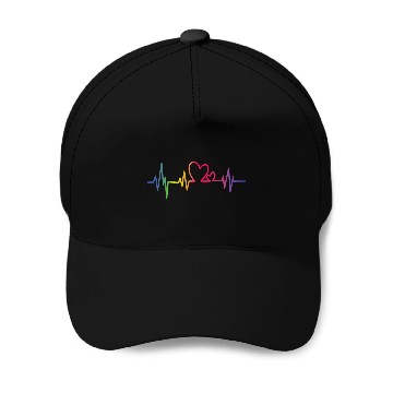 Discover Pride Rainbow heart beat Baseball Caps