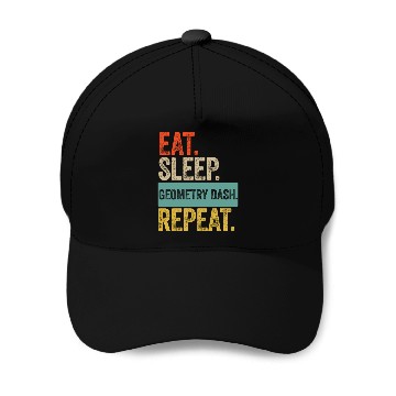Discover Eat sleep geometry dash repeat retro vintage Baseball Caps