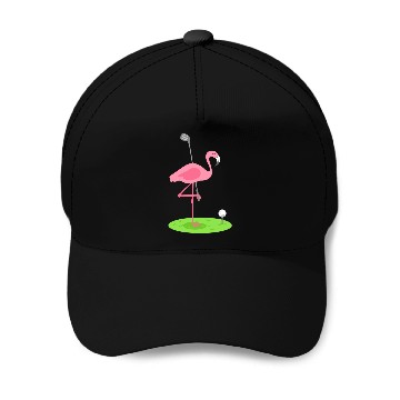 Discover Golf Flamingo Golfing Golfer Baseball Caps