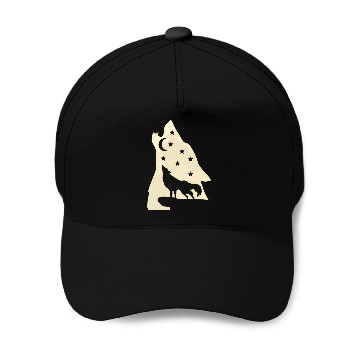 Discover Wolf silhouette howling wolf moonlight Baseball Caps