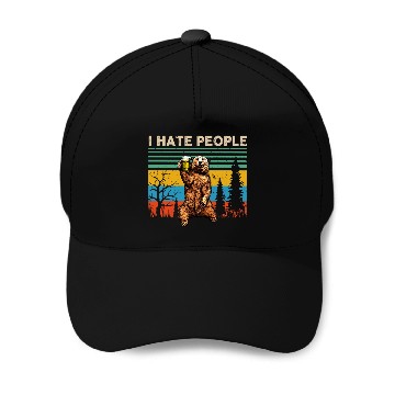 Discover I Hate People Bear Drinking Beer Vintage Baseball Caps