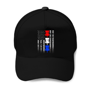 Discover Red White and Blue Disc Golf Flag Baseball Caps