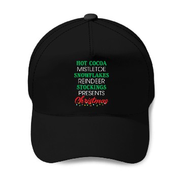 Discover Hot Cocoa Mistletoe Snowflakes Reindeer Stockings Baseball Caps