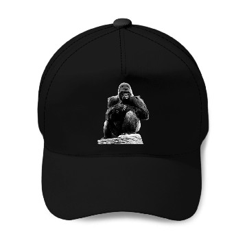 Discover Silverback Gorilla Sitting on Stone Baseball Jerseys Baseball Caps