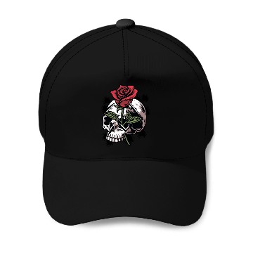 Discover Bullets and Skull Roses Aesthetic Dripping Pattern Baseball Caps