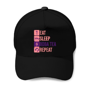 Discover Eat Sleep Boba Tea Baseball Caps