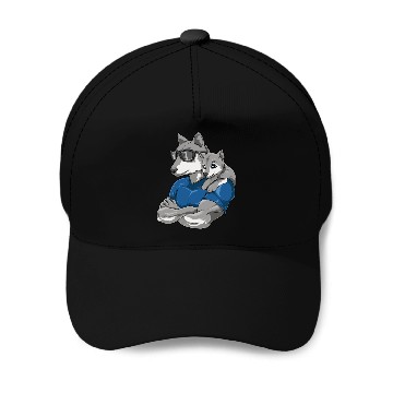 Discover Strong Wolf with Wolf Child for a Wolf lover Baseball Caps