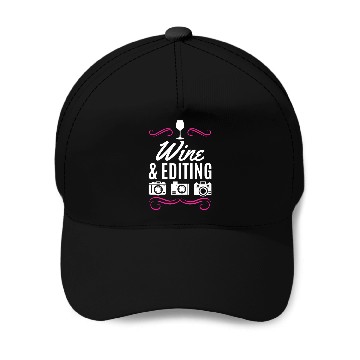 Discover Photography Wine & Editing Photograph Camera Baseball Caps