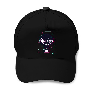 Discover Game over skull Baseball Caps