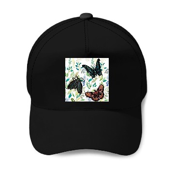 Discover Two Butterflies and A Moth Baseball Caps