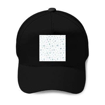 Discover Modern Snowflakes Pattern White Blue Baseball Caps