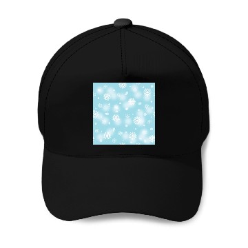 Discover Abstract Blue Snowflakes Pattern Baseball Caps