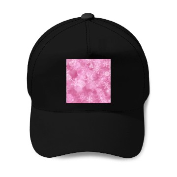 Discover Pink White Snowflakes Pattern Baseball Caps