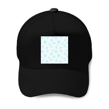 Discover Modern Snowflakes Pattern White Teal Baseball Caps